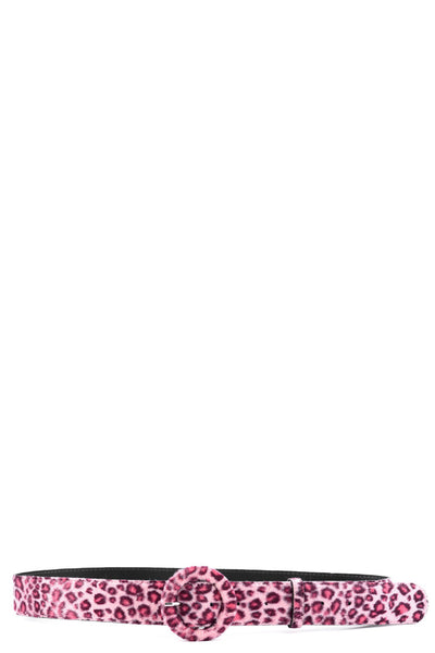 Pink Furry Leopard Print Belt