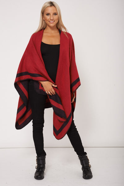 Reversible Red and Black Poncho