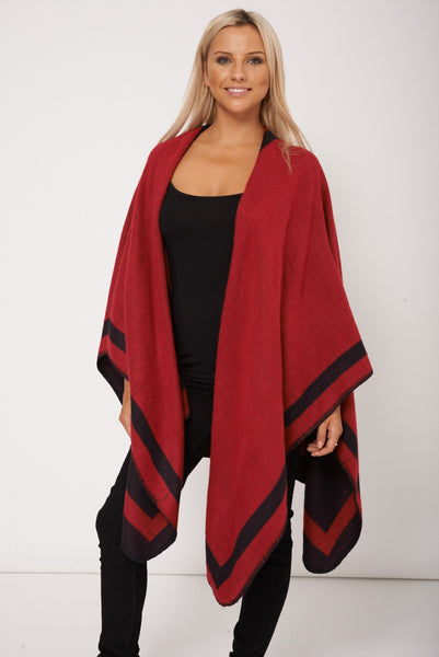 Reversible Red and Black Poncho