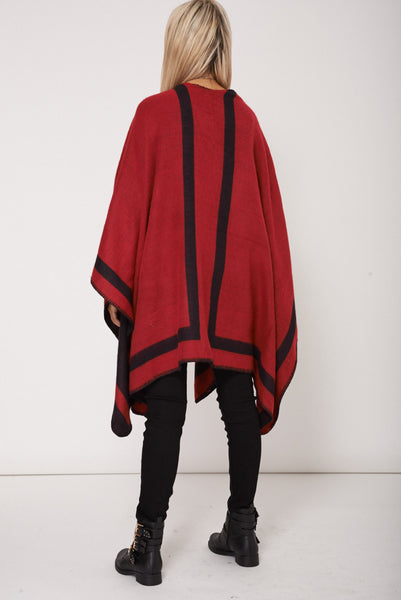 Reversible Red and Black Poncho