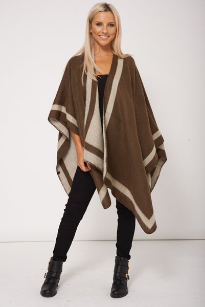 Reversible Brown and Beige Poncho