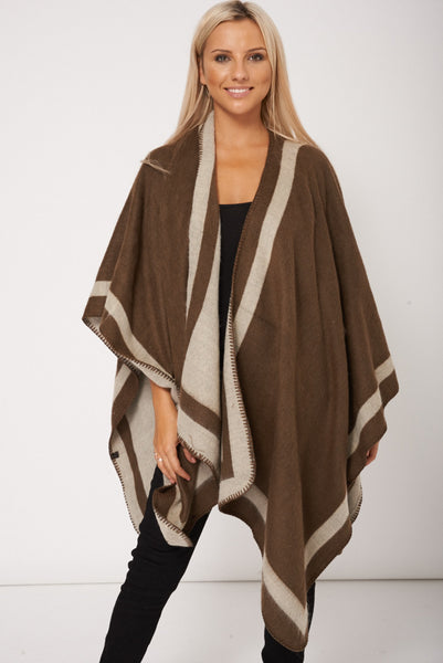 Reversible Brown and Beige Poncho