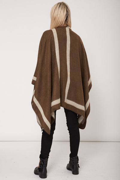 Reversible Brown and Beige Poncho