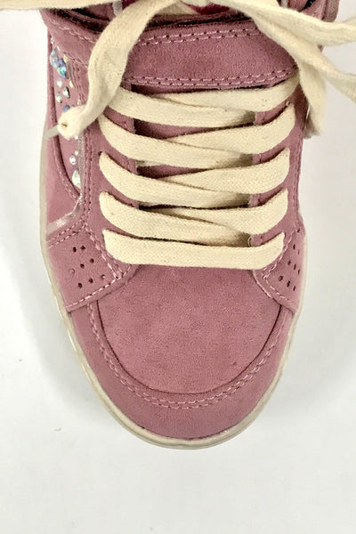 Pink Diamante Wedge High Top Trainer