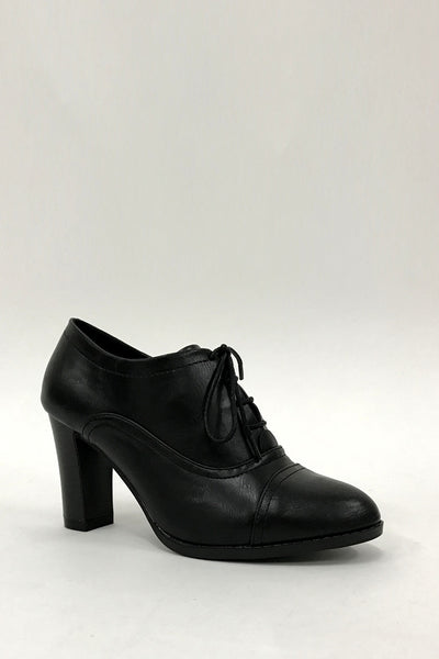 Black High Heel Lace Up Office Smart Ankle Boots Shoes