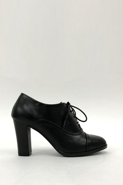 Black High Heel Lace Up Office Smart Ankle Boots Shoes