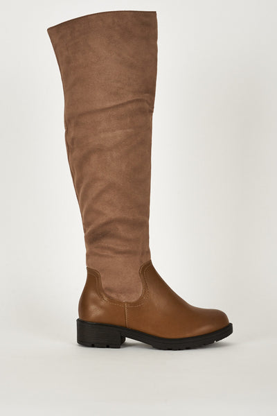 Faux Suedette Knee High Boots