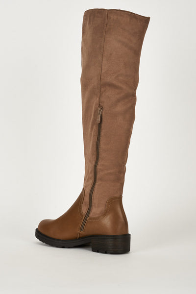 Faux Suedette Knee High Boots