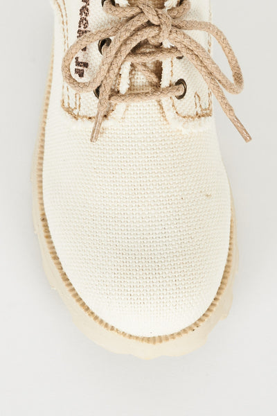 Beige Sporty Shoes With Lace Up Ex-Branded