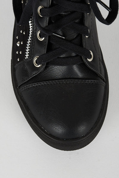 Black Diamante Zip Detail Trainer