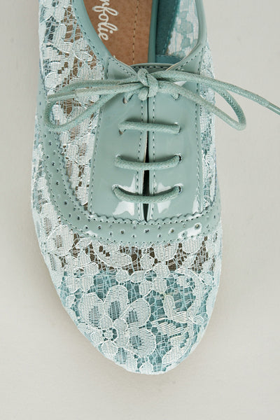 Duck Egg Blue Oxford Lace-Up Shoe