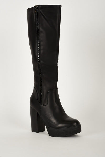 Faux Leather Platform Boots