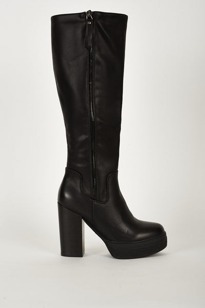 Faux Leather Platform Boots