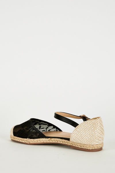 Black Espadrille Flat Sandal