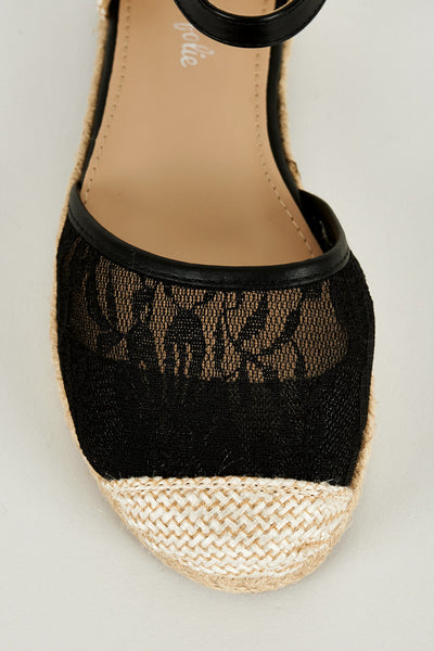 Black Espadrille Flat Sandal