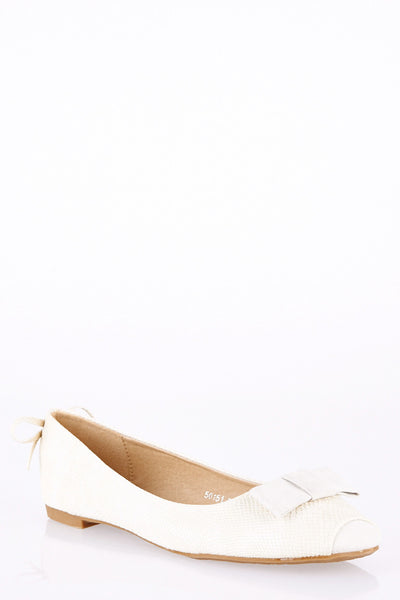 Faux Snakeskin Pumps with Suedette Bow Detail