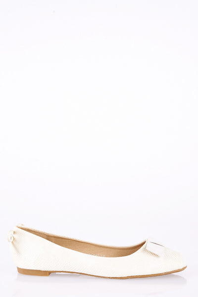 Faux Snakeskin Pumps with Suedette Bow Detail