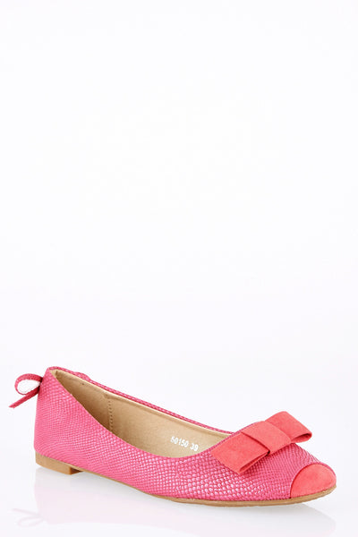 Faux Snakeskin Pumps with Suedette Bow Detail