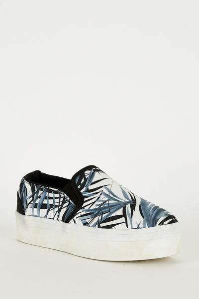 Tropical Print Slip On Platform Plimsoll