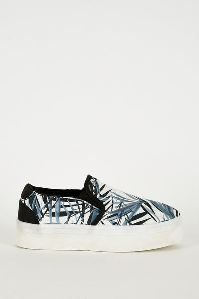 Tropical Print Slip On Platform Plimsoll