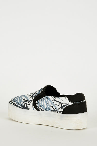 Tropical Print Slip On Platform Plimsoll