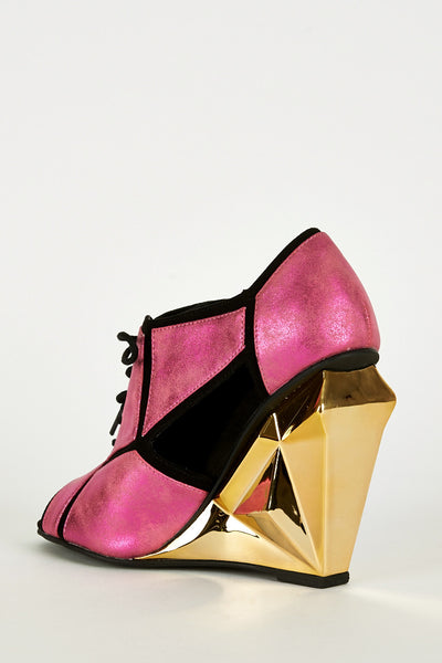 Pink Block Colour Open-Toe Shoe with 3D Heel