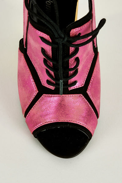 Pink Block Colour Open-Toe Shoe with 3D Heel