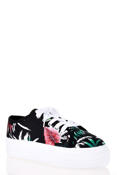 Hawaiian Print Lace Up Platform Plimsoll