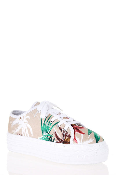 Hawaiian Print Lace Up Platform Plimsoll