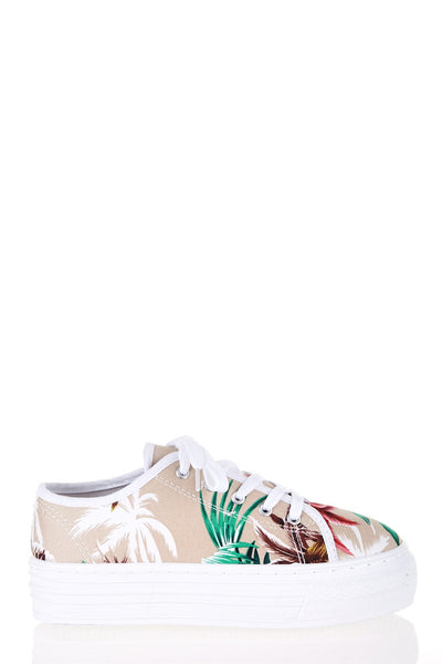 Hawaiian Print Lace Up Platform Plimsoll