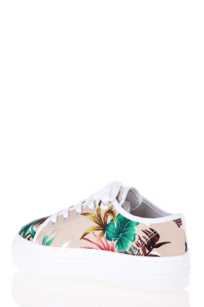 Hawaiian Print Lace Up Platform Plimsoll