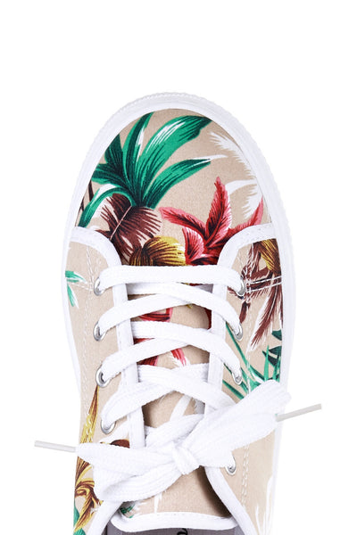 Hawaiian Print Lace Up Platform Plimsoll