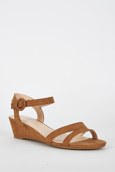 Faux Suede Low Wedge Sandal