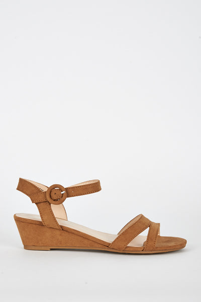 Faux Suede Low Wedge Sandal