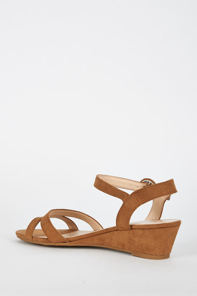 Faux Suede Low Wedge Sandal