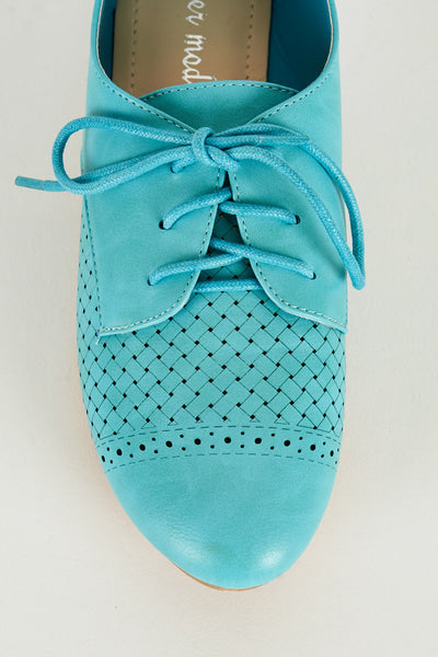 Turquoise Blue Oxford Cut Out Shoe