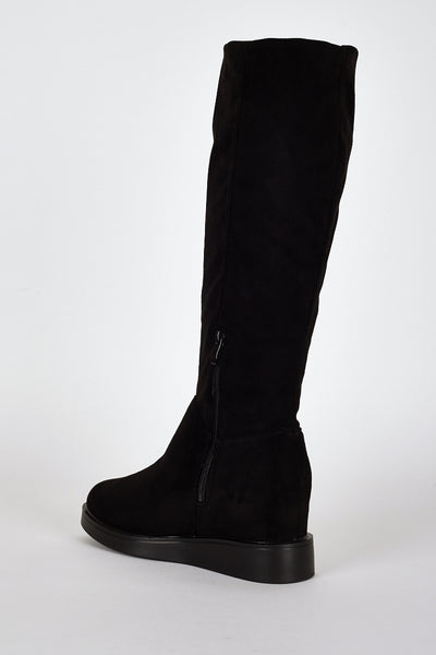 Diamante Side Detail Hidden Wedge Fitted Boots