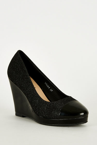 Black Sparkly Wedge Shoe