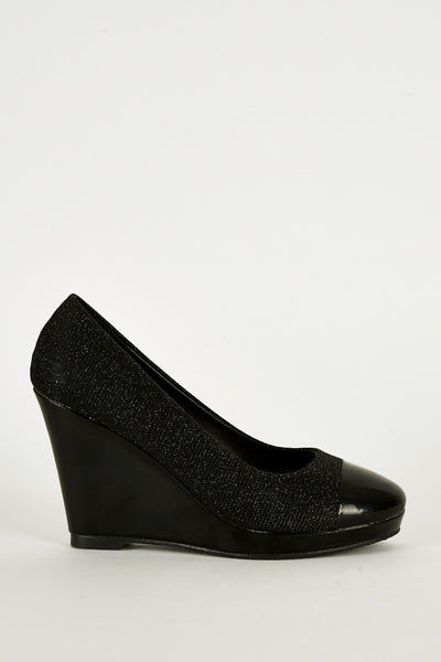 Black Sparkly Wedge Shoe