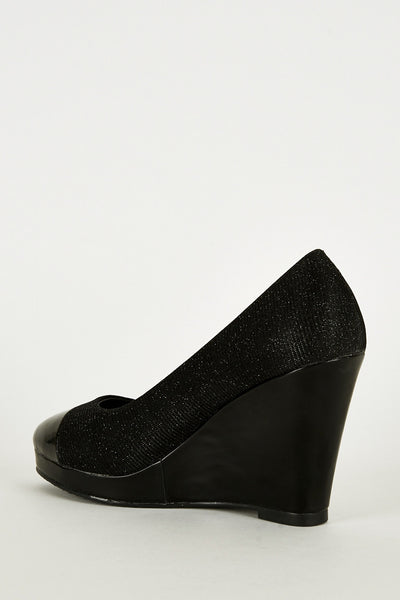 Black Sparkly Wedge Shoe