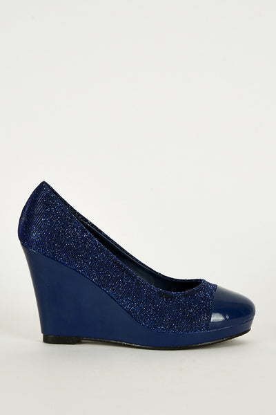 Blue Sparkly Wedge Shoe