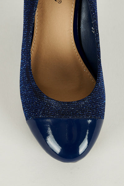 Blue Sparkly Wedge Shoe