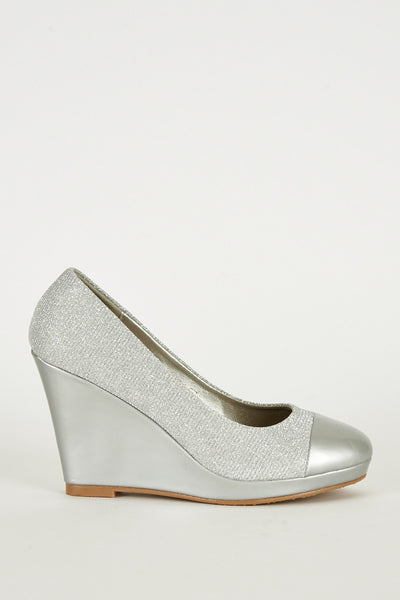 Silver Sparkly Wedge Shoe