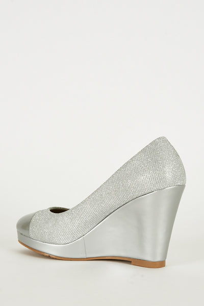 Silver Sparkly Wedge Shoe