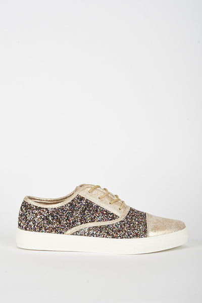 Gold Glitter Low Cut Trainer