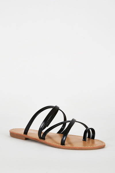 Black Slip On Toe Post Sandal