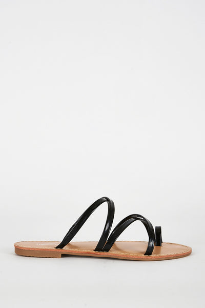 Black Slip On Toe Post Sandal