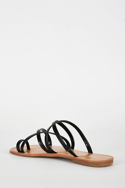 Black Slip On Toe Post Sandal