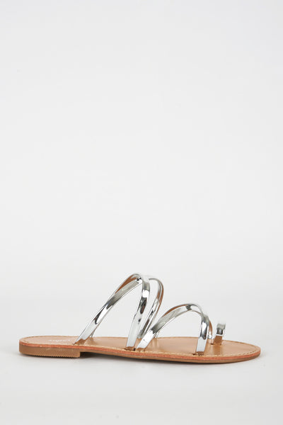 Silver Slip On Toe Post Sandal