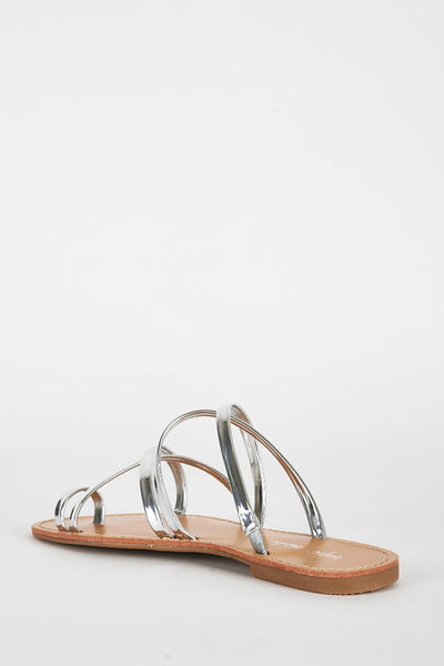 Silver Slip On Toe Post Sandal